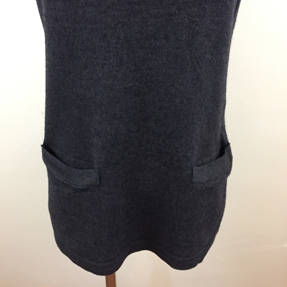 OLIVE DES OLIVE Black Wool Blend Pockets Short Sleeve Pockets Knit Sweater - Picture 5 of 8